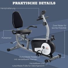 HOMCOM Cyklistický Trenažér Ergometer Na Bicykel S Lcd Displejom, 8-Stupňový Nastaviteľný Magnetický Odpor, Do 110 Kg, Oceľ & Abs 