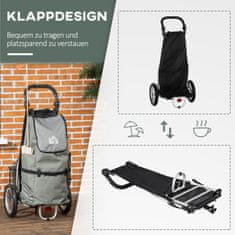 HOMCOM Nákladný Príves A Nákupný Vozík 2V1 Na Prívesy Za Bicykle, So Spojovacími Svorkami, 24,3Kg, 55L, Hliník+Oxford, Sivá+Strieborná, 53X43X110Cm 