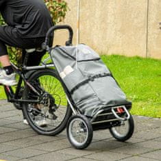 HOMCOM Nákladný Príves A Nákupný Vozík 2V1 Na Prívesy Za Bicykle, So Spojovacími Svorkami, 24,3Kg, 55L, Hliník+Oxford, Sivá+Strieborná, 53X43X110Cm 