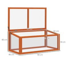 OUTSUNNY Slnečný Studený Rámový Skleník S Krytom, Odolný Voči Poveternostným Vplyvom, Vyrobený Z Dreva A Polykarbonátu, Oranžový, 90X46X40Cm 