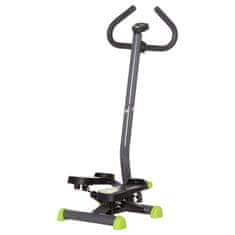 HOMCOM Domáci Trenažér Stepper Fitness Hojdačka Stepper S Lcd Obrazovkou A Rukoväťou Do 100 Kg Oceľ Abs Šedá + Zelená 55 X 44 X 108 Cm 