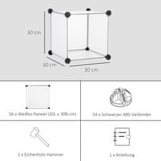 HOMCOM Diy Policový Systém Kocky So 16 Kockami, Úložný Box, Plastová Skrinka, Biela, 125X32X125Cm 