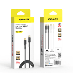 Awei Rychlonabíjecí kabel CL-221T, 2×USB-C, 2m, černá