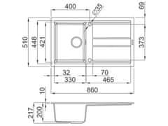 Elleci Granitový kuchyňský dřez s odkapem BEST 400 K86