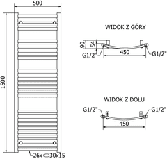 Mexen Helios, vykurovacie teleso 1500 x 500 mm, 680 W, biela, W103-1500-500-00-20