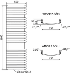 Mexen Bachus vykurovacie teleso 1200 x 500 mm, 619 W, čierna, W109-1200-500-00-70