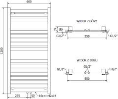 Mexen Uran vykurovacie teleso 1200 x 600 mm, 615 W, čierna, W105-1200-600-00-70