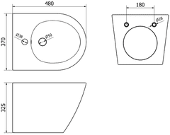 Mexen Lena, závesný bidet 480x370x325 mm, čierna matná - strieborná, 35224872