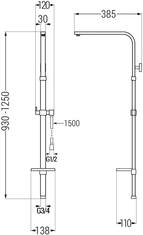 Mexen Q, sprchový stĺp pre batériu s 3/4" horným pripojením, zlatá lesklá, 79395-50