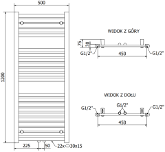 Mexen Hades, vykurovacie teleso 1200 x 500 mm, 450 W, chrómová, W104-1200-500-00-01