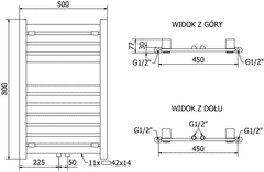 Mexen Uran vykurovacie teleso 800 x 500 mm, 359 W, biela, W105-0800-500-00-20