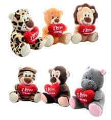 Lamps Zvieratká plyšové Safari so srdcom "I Love You" 14cm