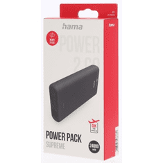 HAMA Supreme 24HD, powerbanka, 24000 mAh, 3 A, 3 výstupy: 1x USB-C, 2x USB-A