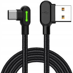 Mcdodo MCDODO 90° UHLOVÝ KÁBEL USB-C RÝCHLE NABÍJANIE OBOJSTRANNÉ USB TYPU C LED 0,5 M