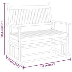 Vidaxl Hojdacia lavička biela 118x70x104,5 cm masívny topoľ