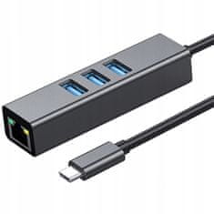 CO2 ADAPTÉR USB-C ETHERNETOVÝ ADAPTÉR SIEŤOVÁ KARTA LAN HUB USB GIGABIT RJ45