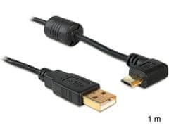 DELOCK kábel USB 2.0 A samec &gt; USB micro B samec, pravouhlý 90 °, 1m