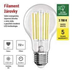 EMOS LED žiarovka Filament A60 A CLASS / E27 / 7,2 W (100 W) / 1521 lm / teplá biela