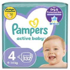 Pampers Active Baby Plenky Veľkosť 4, 132 Plienok, 9-14 kg