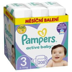 Pampers Plienky Active Baby 3 Midi (6-10 kg) Mesačné balenie - 208 ks