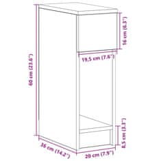 Petromila vidaXL Nočné skrinky so zásuvkou 2 ks hnedý dub 20x36x60 cm