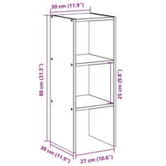 Vidaxl Knižnica stohovateľné staré drevo 30x30x80 cm kompozitné drevo