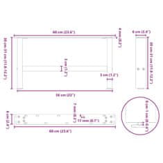 Vidaxl Stolové nohy na konferenčný stolík biele 2 ks 60x(30-31) cm