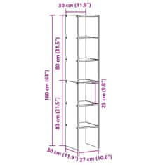 Vidaxl Knižnice 2 ks stohovateľné biele 30x30x80 cm kompozitné drevo