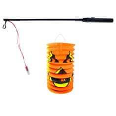 Lampión Halloween tekvica 15 cm so svietiacou paličkou 40 cm