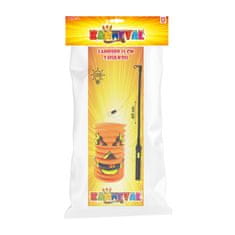 Lampión Halloween tekvica 15 cm so svietiacou paličkou 40 cm