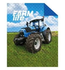 Detexpol Prikrývka na posteľ Traktor blue farm Polyester, 170/210 cm