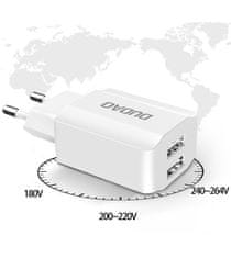 DUDAO DUDAO EU NÁSTENNÁ NABÍJAČKA 2X USB 5V/2,4A + BIELY LIGHTNING KÁBEL (A2EU + LIGHTNING BIELY)