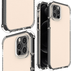 HURTEL PRUŽNÉ GÉLOVÉ PANCIEROVÉ PUZDRO SPRING ARMOUR S FAREBNÝM RÁMOM PRE IPHONE 12 PRO, ČIERNE