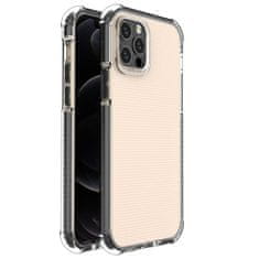 HURTEL PRUŽNÉ GÉLOVÉ PANCIEROVÉ PUZDRO SPRING ARMOUR S FAREBNÝM RÁMOM PRE IPHONE 12 PRO, ČIERNE