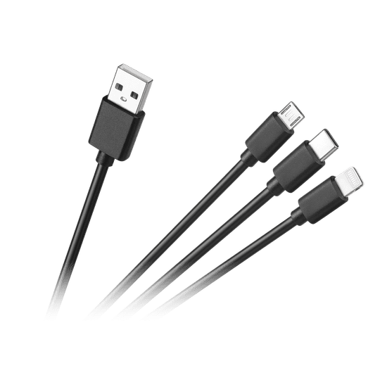 shumee Prepojovací kábel 3v1, USB A - micro/C/lightning 1,2m