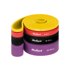 shumee Latexová súprava posilňovacích pásov - Power Band PLs-2, 4-45 kg, 4 pásy, REBEL ACTIVE