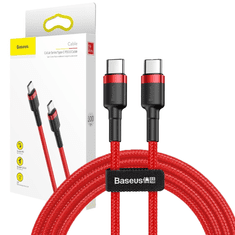 BASEUS KÁBEL BASEUS CAFULE ODOLNÝ NYLONOVÝ KÁBEL USB-C PD / USB-C PD PD2.0 60W 20V 3A QC3.0 1M ČERVENÝ (CATKLF-G09)