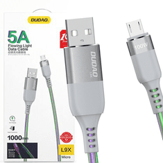 DUDAO DUDAO SVIETIACA PODSVIETENÁ LED USB - MICRO USB KÁBEL 5 A 1 M SIVÝ (L9XM)