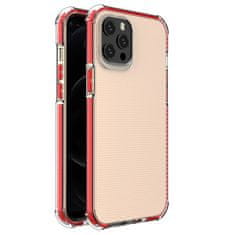 HURTEL PRUŽNÉ GÉLOVÉ PANCIEROVÉ PUZDRO SPRING ARMOUR S FAREBNÝM RÁMOM PRE IPHONE 12 PRO MAX, ČERVENÉ