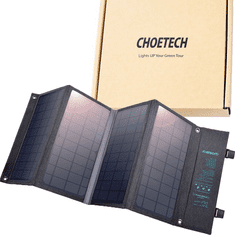 Choetech CHOETECH SKLADACIA SOLÁRNA FOTOVOLTAICKÁ SOLÁRNA NABÍJAČKA 36W RÝCHLE NABÍJANIE NAPÁJANIE USB / USB TYPU C (94 X 36 CM) SIVÁ (SC006)