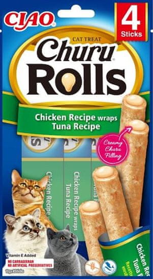 Inaba Churu Rolls cat snack kura a tuniak 4x10 g