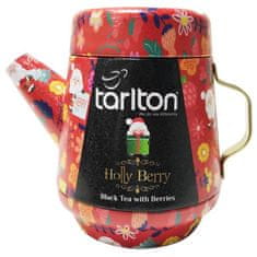 Basilur TARLTON Tea Pot Holly Berry Black - sypaný čierny čaj s kúskami ovocia v plechovej kanvičke 100g