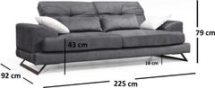 Hanah Home 3-miestna pohovka Frido 225 cm antracit