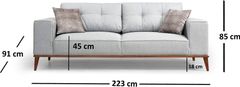 Hanah Home 3-miestna pohovka Montana 223 cm sivá