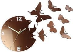 ModernClock 3D nalepovacie hodiny Butterflies medené