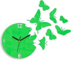 ModernClock 3D nalepovacie hodiny Butterflies zelené