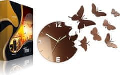 ModernClock 3D nalepovacie hodiny Butterflies medené