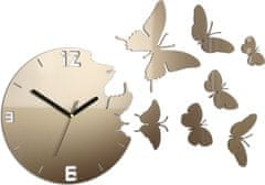 ModernClock 3D nalepovacie hodiny Butterfly metallic tortora