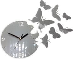 ModernClock 3D nalepovacie hodiny Butterfly sivé