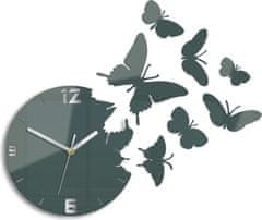 ModernClock 3D nalepovacie hodiny Butterfly tmavosivé